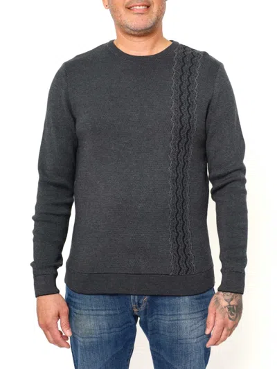 Vellapais Men's Zigzag Crewneck Sweater In Grey