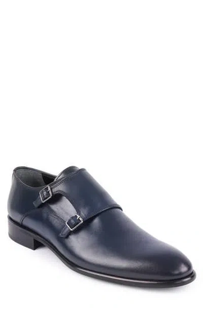 Vellapais Nemo Double Monk Strap Leather Loafer In Navy Blue