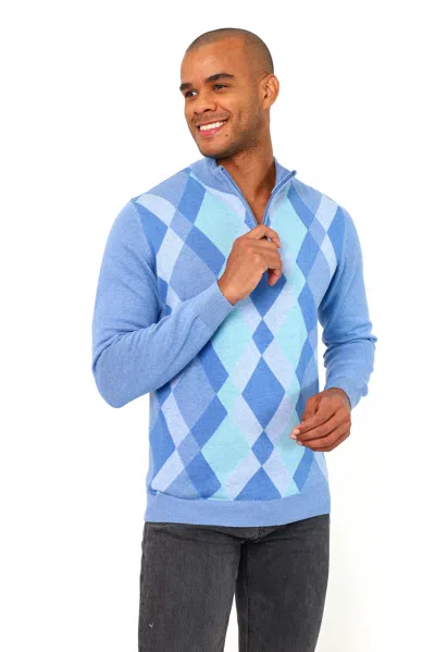 Vellapais Osuna Quarter Zip Sweater In Blue