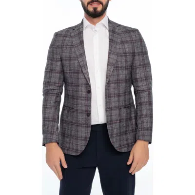 Vellapais Plaid Sport Coat In Burgundy