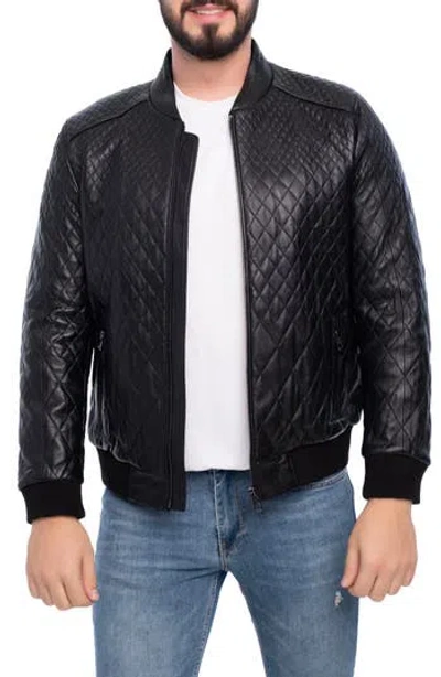 Vellapais Quilted Leather Bomber Jacket In Black
