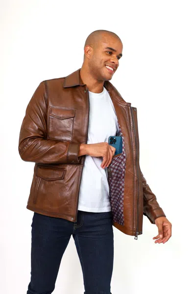 Vellapais Rion Leather Jacket In Brown