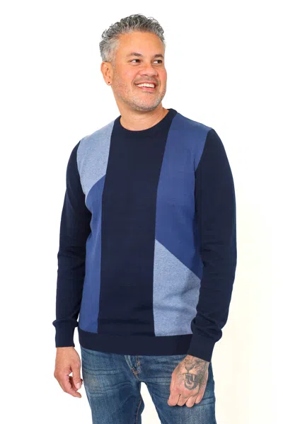 Vellapais Sevilla Crew Neck Long Sleeve Sweater In Blue