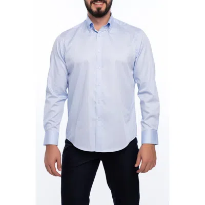 Vellapais Solid Cotton Slim Fit Button Down Shirt In Blue