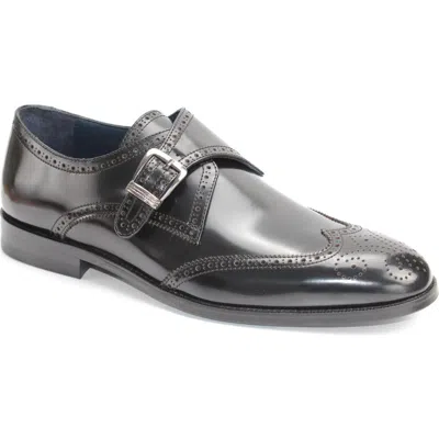 Vellapais Stanley Wingtip Monk Shoe In Black