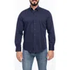 Vellapais Stripe Cotton Slim Fit Button Down Shirt In Navy Blue