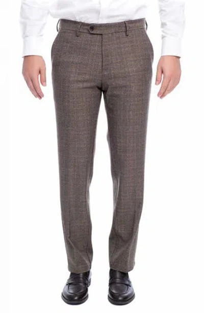 Vellapais Tirfon Plaid Straight Leg Pants In Brown