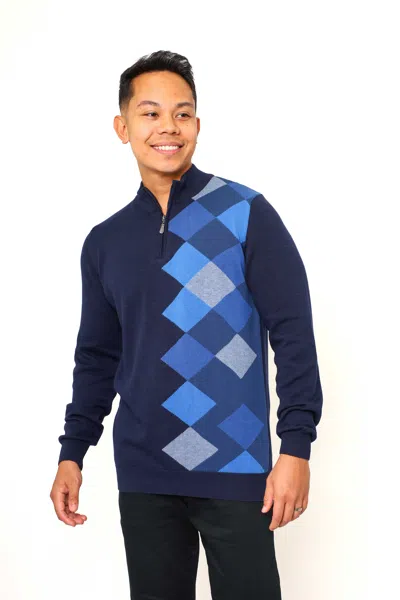 Vellapais Toria Quarter Zip Sweater In Blue