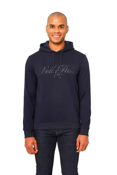 Vellapais Troyes  Graphic Logo Hoodie Sweater In Blue