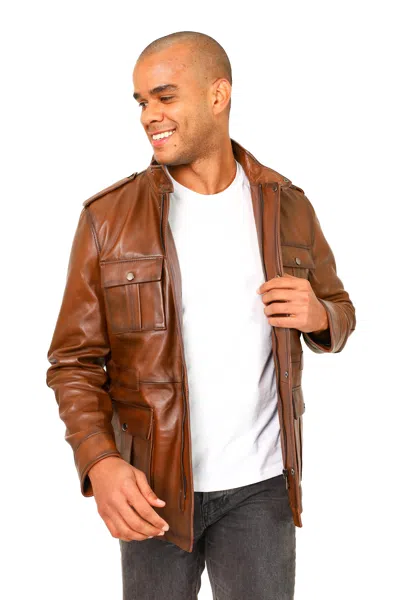 Vellapais Vannesia Leather Jacket In Brown