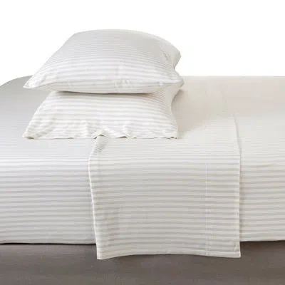 Vellux Noma Jersey Sheet Set, Easy Care Cotton Blend, Geometric Print In Soft Taupe