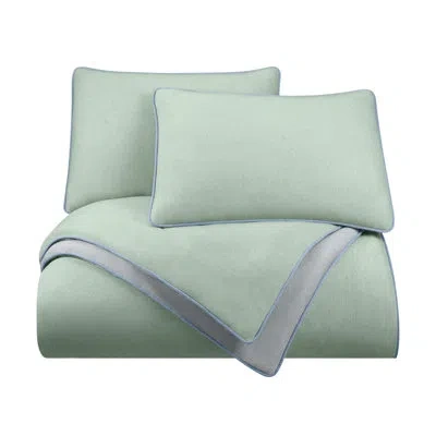 Vellux Solid Jersey Knit Comforter Set,cotton Blend, Ultra Soft, Lightweight, 108x94 In Green