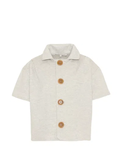 Vélocipède Kids' Button-up Short-sleeve Shirt In Neutral