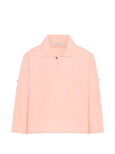 Vélocipède Kids' Long-sleeve Polo Shirt In Pink
