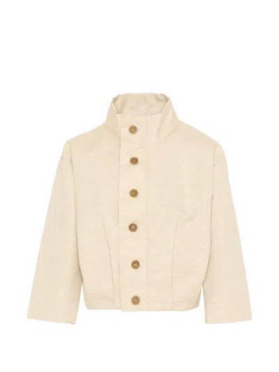 Vélocipède Kids' Off-centre Button-up Bomber Jacket In Neutral