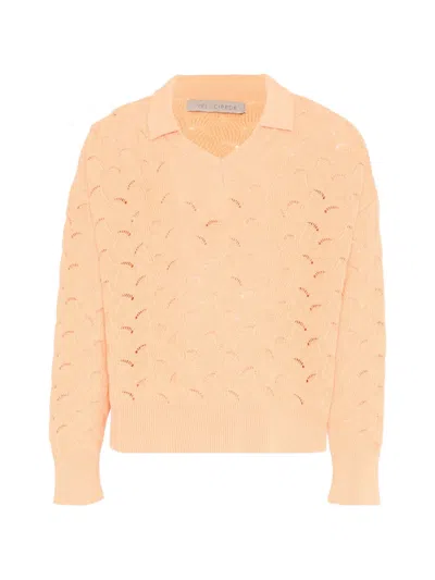 Vélocipède Kids' Sami Open-knit Sweater In Orange