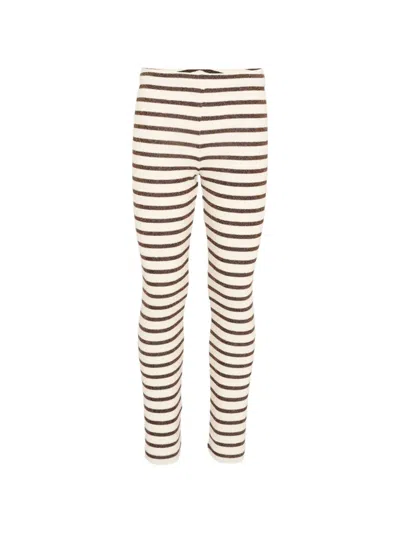 Vélocipède Kids' Striped Leggings In Neutral