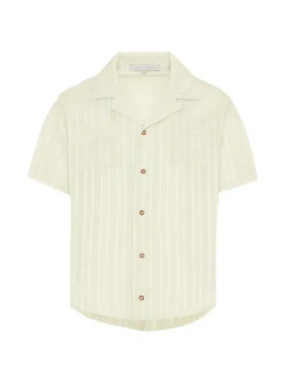 Vélocipède Kids' Striped Short-sleeve Shirt In Green