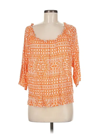 Pre-owned Velvet 3/4 Sleeve Blouse In Orange