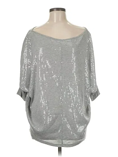 Pre-owned Velvet 3/4 Sleeve Top Silver Metallic Pattern Scoop Neck Tops