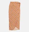 Velvet Alisha Printed Crêpe Wrap Skirt In Orange