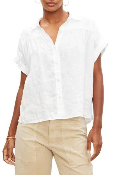 Velvet Aria Linen Button-up Top In Yellow