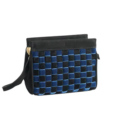Velvet Atelier Women's Black / Blue Vega Blue Hand Bag In Multi