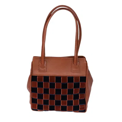 Velvet Atelier Women's Blue / Brown Pat Brown Shoulder Bag In Multi