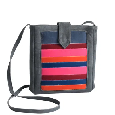 Velvet Atelier Women's Blue / Orange Astra Fuchsia Crossbody Bag In Multi