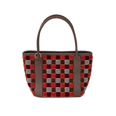 Velvet Atelier Women's Brown / Grey / Orange Cholito Terracotta Hand Bag