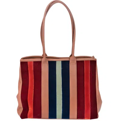 Velvet Atelier Women's Green / Orange Betina Terracotta Tote Bag In Multi