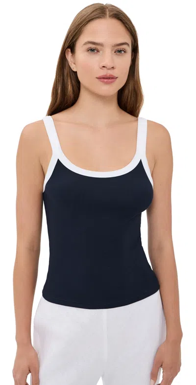 Velvet Belle Tank Top Navy/white In Black
