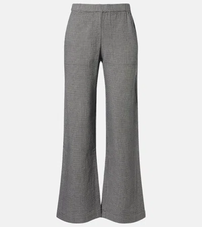 Velvet Braylen Houndstooth Cotton Wide-leg Pants In Gray