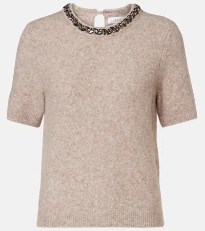 Velvet Briana Embellished Wool-blend Top In Nude