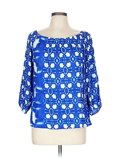 Pre-owned Velvet By Graham & Spencer 3/4 Sleeve Blouse In Blue