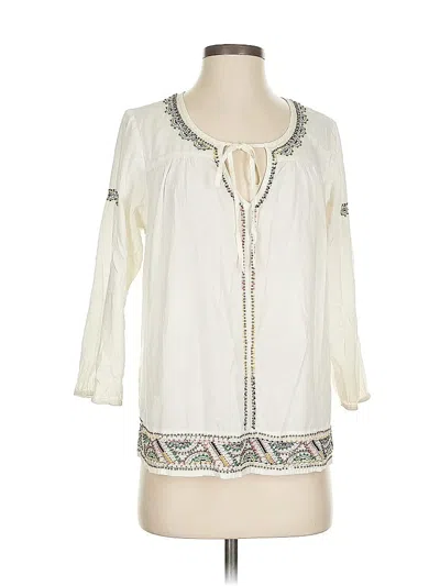 Pre-owned Velvet By Graham & Spencer 3/4 Sleeve Blouse In White