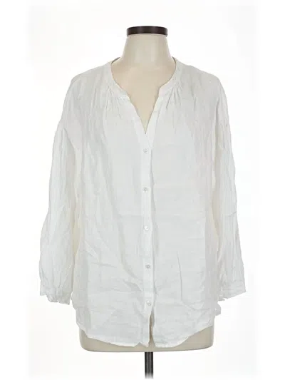 Pre-owned Velvet By Graham & Spencer 3/4 Sleeve Button Down Shirt In White
