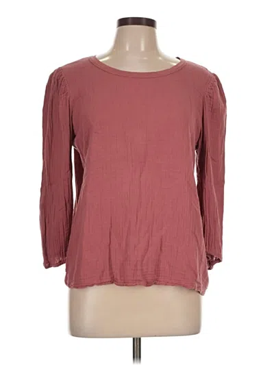 Pre-owned Velvet By Graham & Spencer 3/4 Sleeve T-shirt In Burgundy