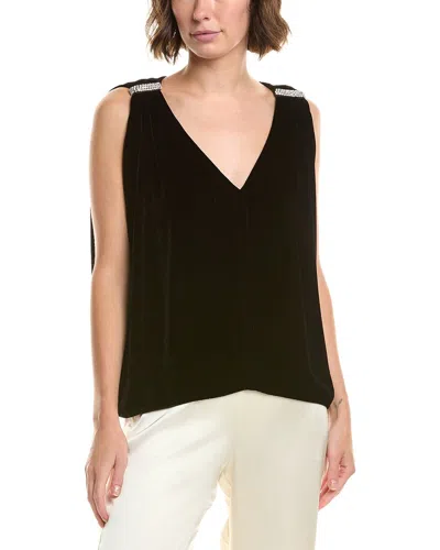 Velvet By Graham & Spencer Adelle Velvet Silk-blend Top In Multi
