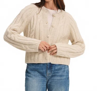 Velvet By Graham & Spencer Alison Crewneck Cardigan In White In Neutral