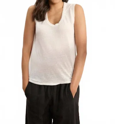 Velvet By Graham & Spencer Anca Linen Knit Top In White