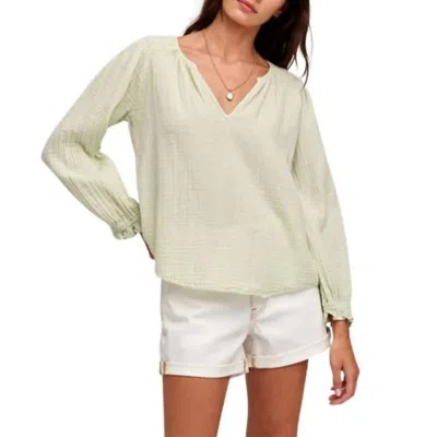 Velvet By Graham & Spencer Antonia Cotton Gauze Blouse In Kiwi In Gray