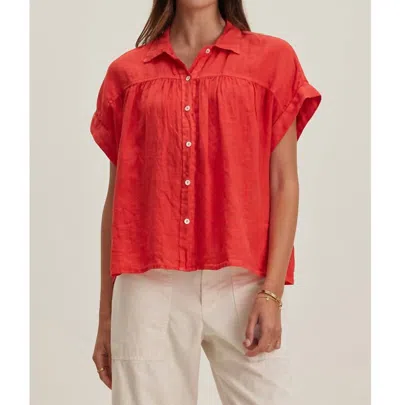 Velvet By Graham & Spencer Aria Linen Top In Chili In Orange