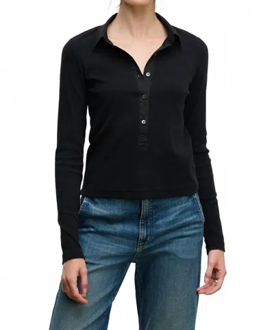Velvet By Graham & Spencer Arvine Button Down Top In Navy In Black
