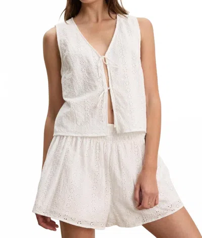 Velvet By Graham & Spencer Ava Eyelet Top In White