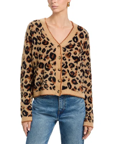 Velvet By Graham & Spencer Betsy V-neck Cardigan In Animal Print