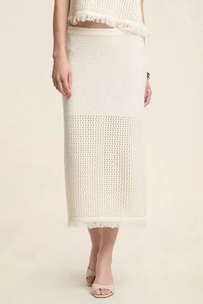Velvet By Graham & Spencer Blythe Mesh Cotton Knit Midi Skirt In Milk In White