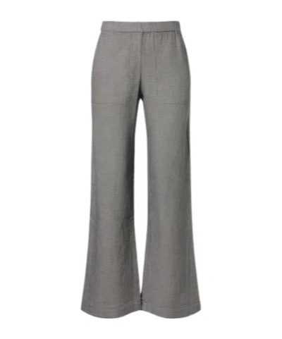 Velvet By Graham & Spencer Braylen Houndstooth Cotton Wide-leg Pants In Gray