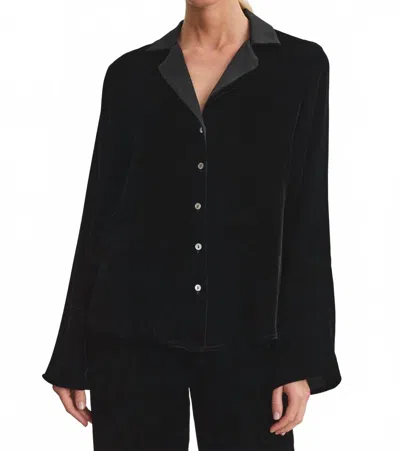 Velvet By Graham & Spencer Brenna Silk Velvet Shirt In Black