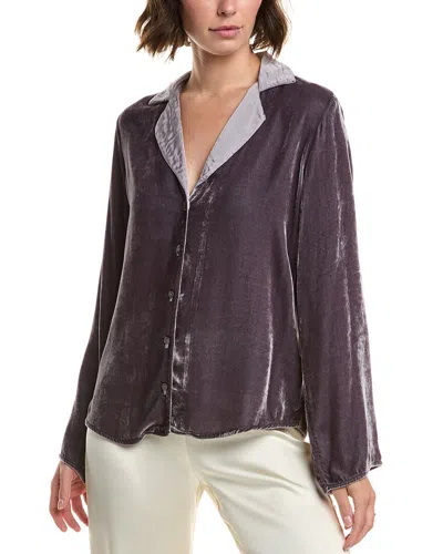 Velvet By Graham & Spencer Brenna Velvet Silk-blend Shirt In Purple